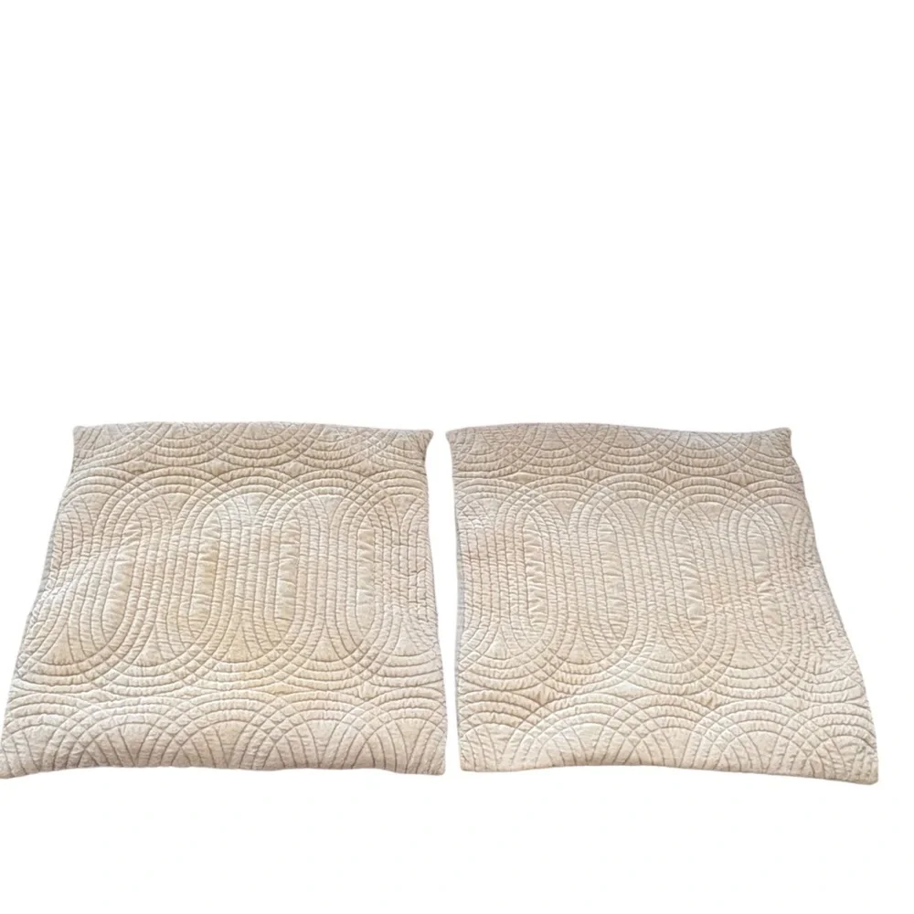 2 West Elm Ivory Beige Velvet Geometric Accent Pillow Cover Size 18x18”